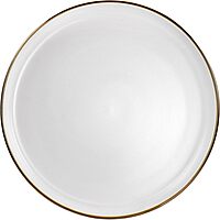 ELAMA Round Stoneware Dinner Plate Set with Gold Rim