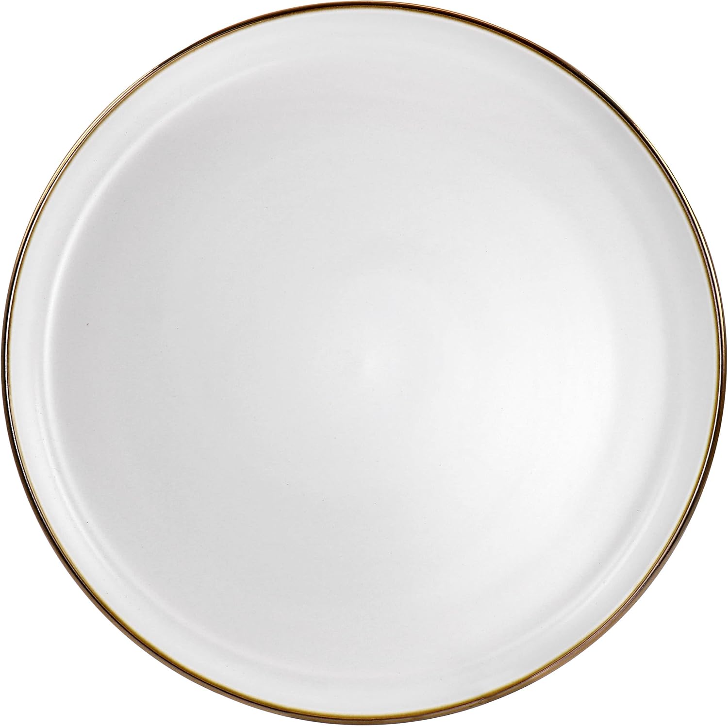 ELAMA Round Stoneware Dinner Plate Set with Gold Rim