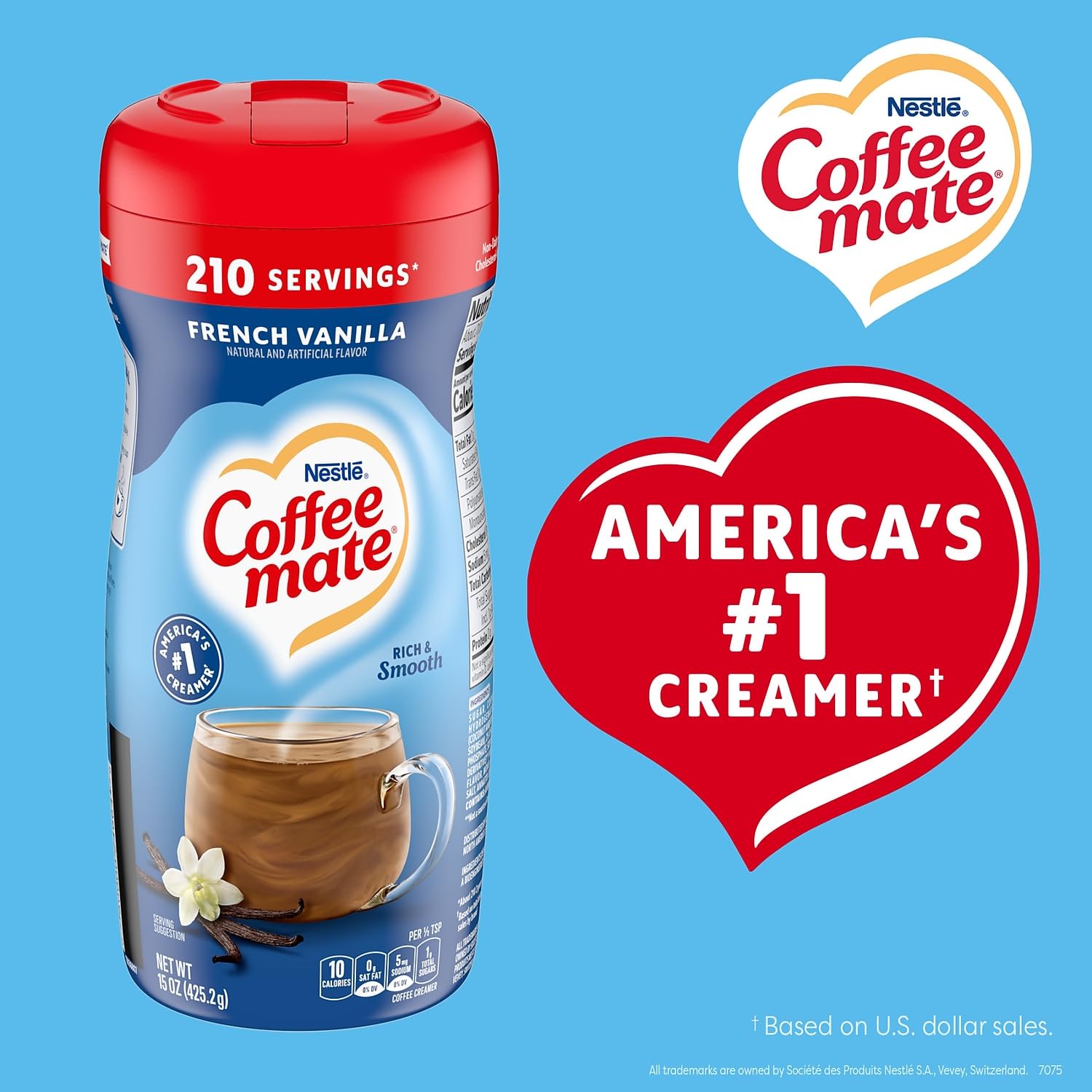 Nestle Coffee mate French Vanilla Powder Coffee Creamer 15 oz. Canister