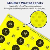 Avery Printable Round Labels, Sure Feed Technology, 1" Diameter, Neon Yellow, Print-to-the-Edge, Laser/Inkjet