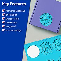 AVERY Printable Round Labels - Sure Feed Technology, Bright Blue, 3" Diameter