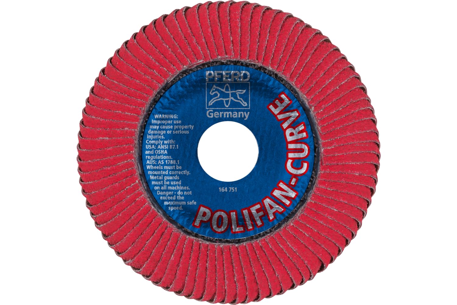 PFERD POLIFAN®-Curve Radial Type Flap Disc - 4-1/2" x 5/8-11" Thread, 60 Grit Ceramic Oxide