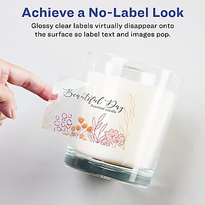 Avery Glossy Clear Rectangle Labels, Sure Feed Technology, 2" x 4", 100 Glossy Clear Labels, Laser/Inkjet Printable 100 labels