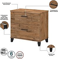Bush Furniture 2 Drawer Lateral File Cabinet, Letter and Legal-Size Document Storage, Somerset Collection