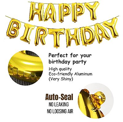 Happy Birthday Banner – Golden Foil