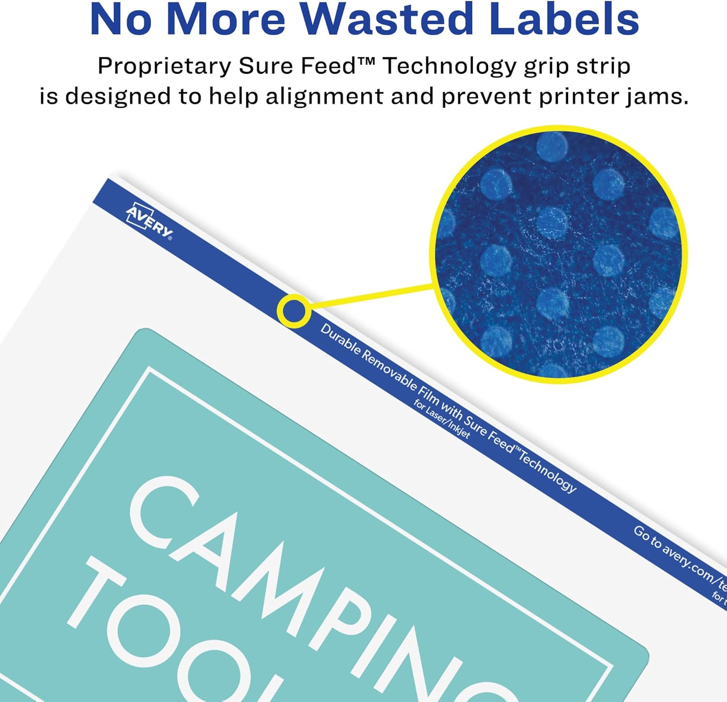 Avery Durable Removable Rectangle Labels, Sure Feed Technology, 4" x 6", Matte White Film