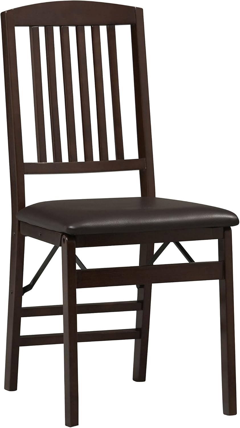Linon Triena Mission Back Set of 2 Folding Chair, 17" w x 20" d x 36" h, Brown