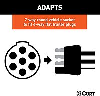 CURT 57041 7-Way Round Vehicle-Side to 4-Way Flat Trailer Wiring Adapter