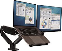 Fellowes 8044101 Adjustable Laptop Stand for Desk with Dual Monitor Arm, 17 Inch Monitor Capacity