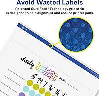 Avery Glossy Clear Square Labels, Sure Feed Technology, 8" x 8", Laser/Inkjet Printable
