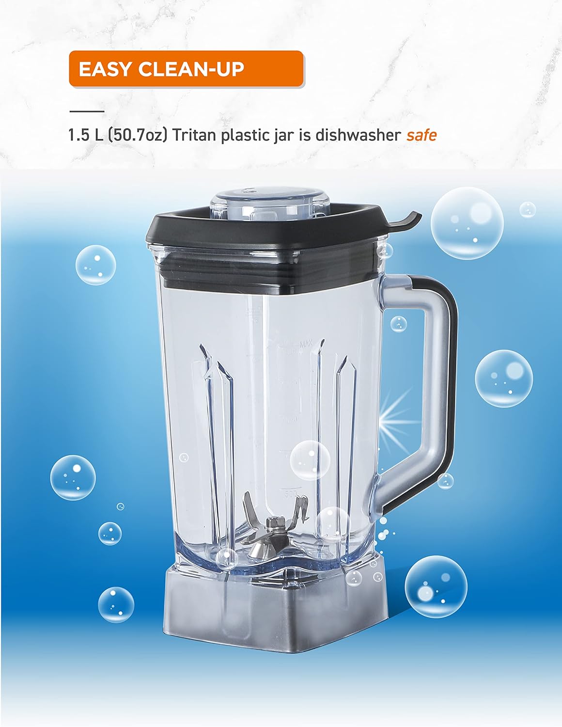 COMMERCIAL CHEF 1200 Watt High Power Blender, 50.7 oz, Black Multi Purpose