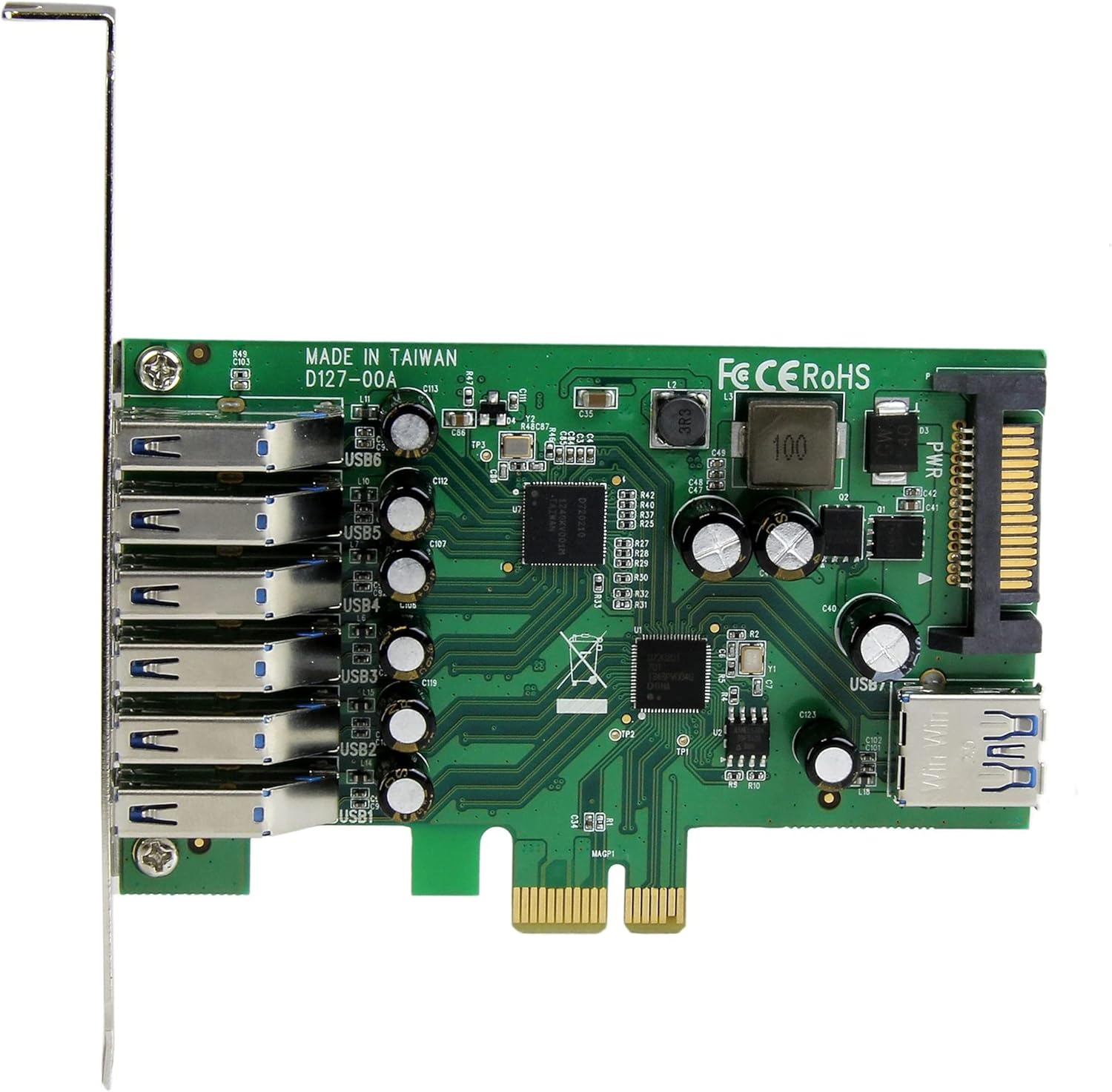 StarTech.com 7 Port PCI Express USB 3.0 Card - 5Gbps - Standard & Low-Profile - SATA Power - UASP Support