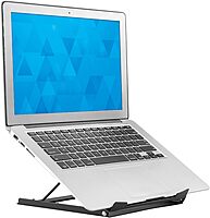 Laptop Stand for Desk Adjustable Height - Black Solid Steel Laptop Riser | 5 Adjustable Heights | Properly Positions Head
