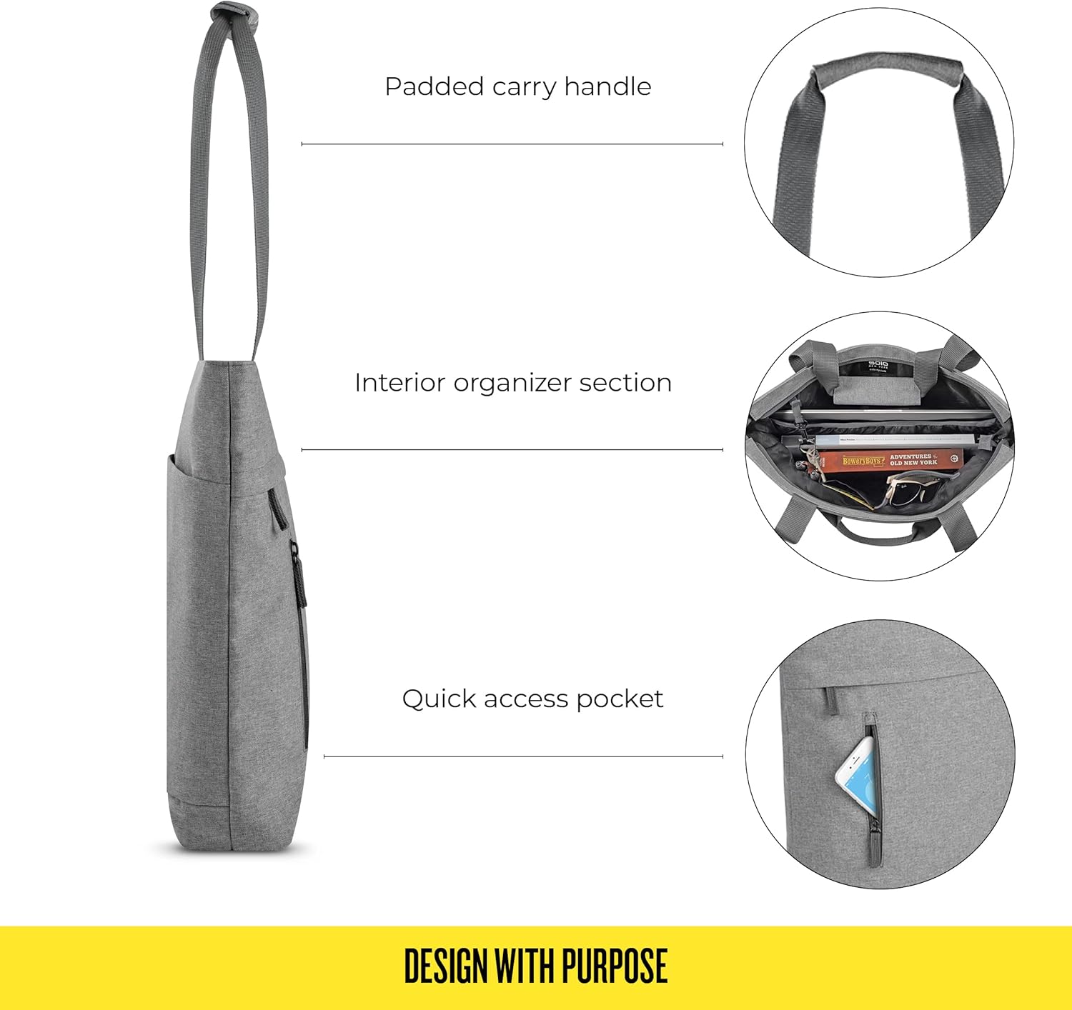 Solo New York Tote Bag for Women - Professional Handbag for Work & Travel, Laptop Purse with Padded Compartment