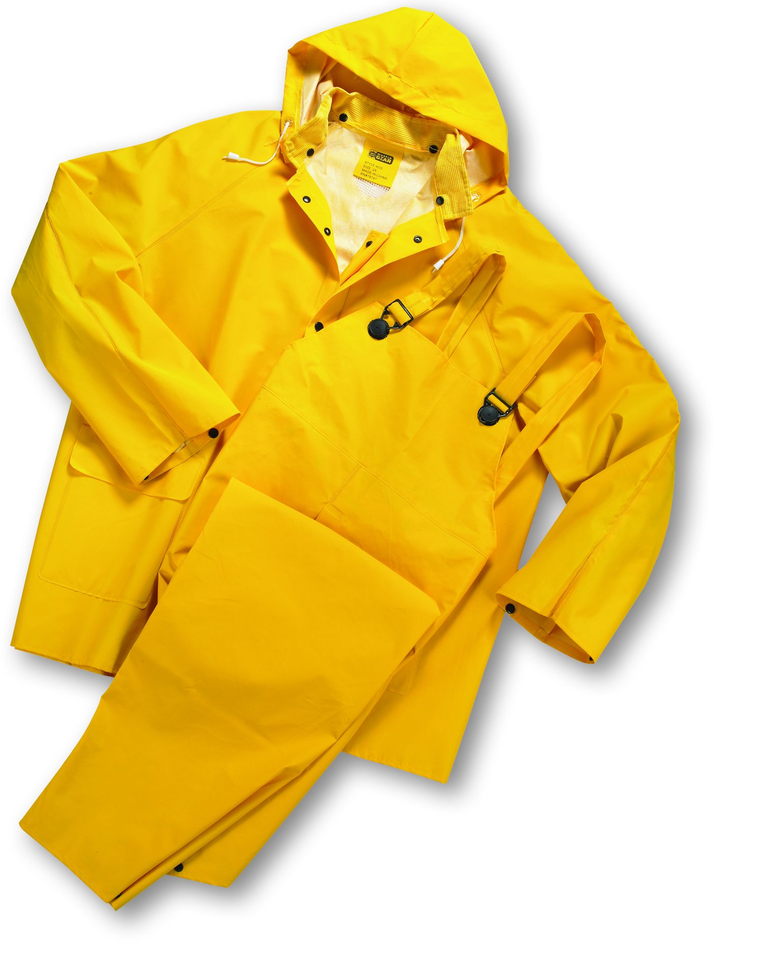 West Chester 4035FR Polyester Rain Suit [Yellow] Large, 0.35 mm PVC Coating, Limited Flammability