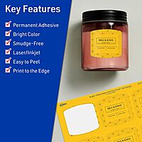 Avery Printable Arched Square Labels with Sure Feed Technology, 2" x 2-3/16", Bright Yellow, Print-to-the-Edge, Laser/Inkjet