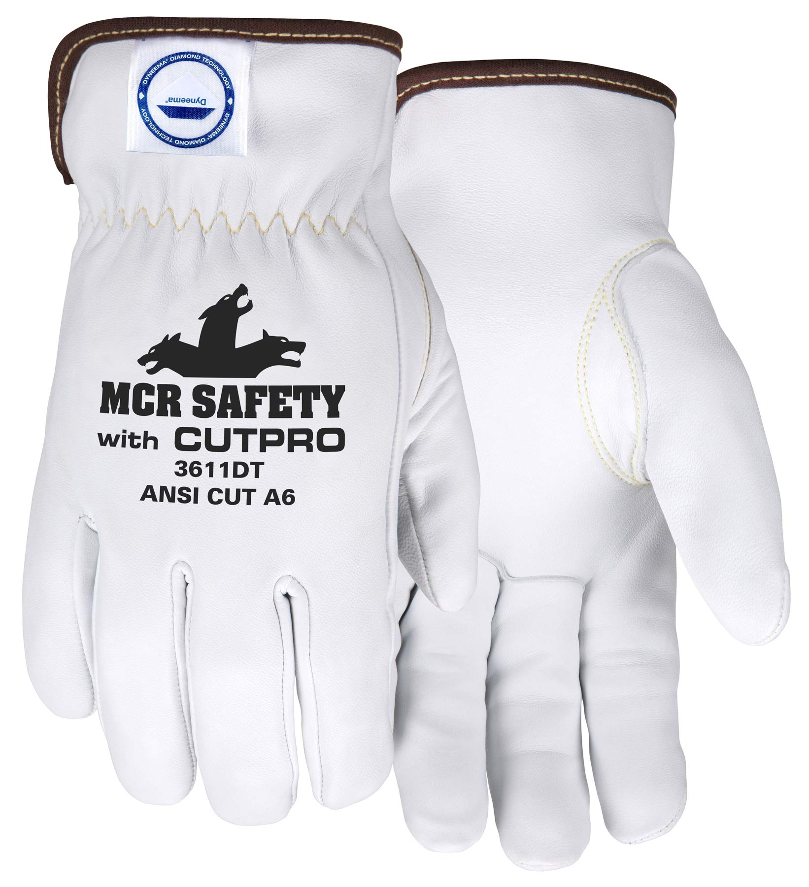 MCR SAFETY 3611DT Premium Goatskin Leather Work Gloves Lined with Dyneema Diamond Technology