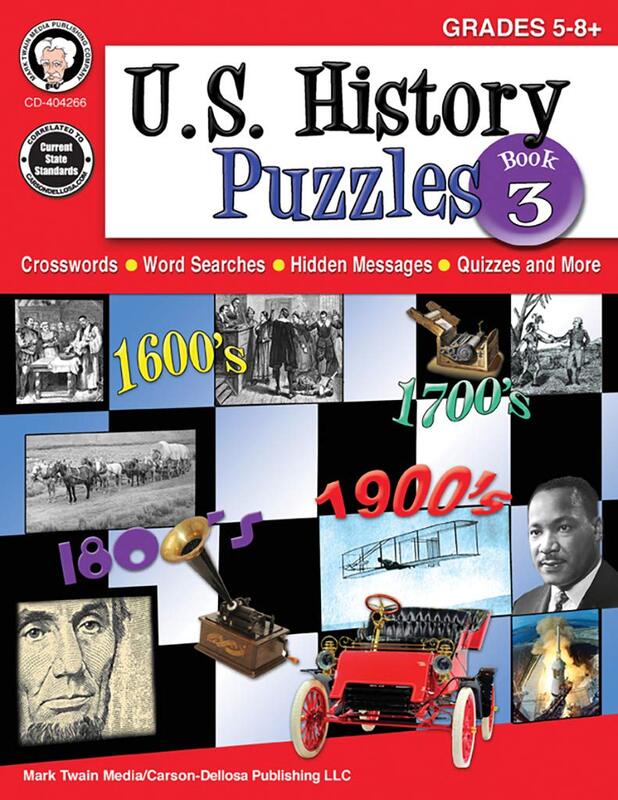 Mark Twain US History Puzzle Book 3, Crossword Puzzle, Word Search and More Social Studies Brain Games Covering Historical