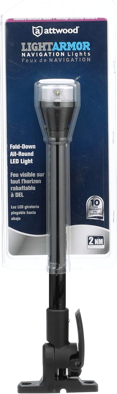 Attwood 5558-P12A7 All-Round LED Fold Down Navigation Light Black Base, 12-Inch