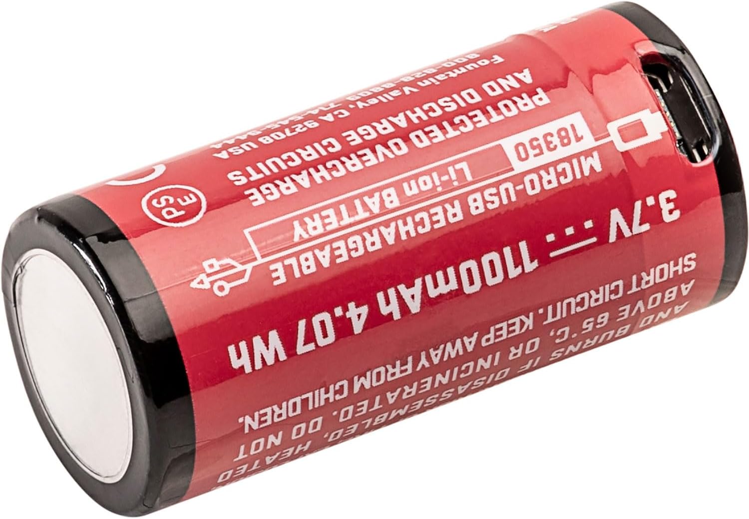 SureFire SF18350 Micro USB Lithium-Ion Rechargeable Battery