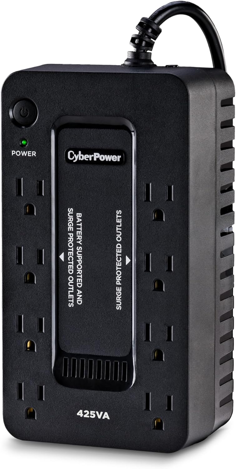 CyberPower ST425 Standby UPS Systems - 425VA/260W, 120 VAC, NEMA 5-15P, Compact, 8 Outlets, $75000 CEG, 3YR Warranty