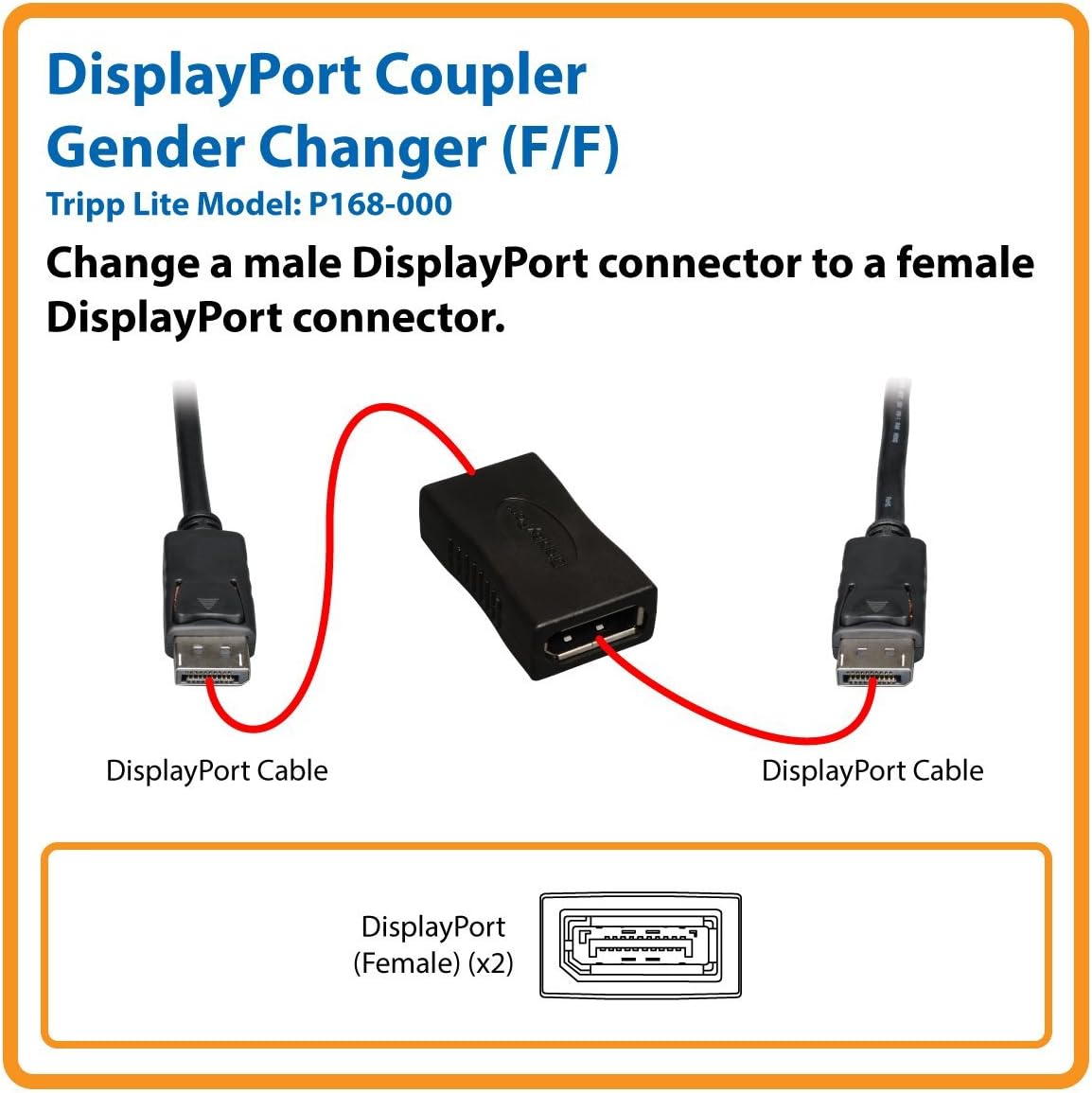 Eaton Tripp Lite Series Compact DisplayPort Gender Changer/Coupler DisplayPort DP F/F - P168-000