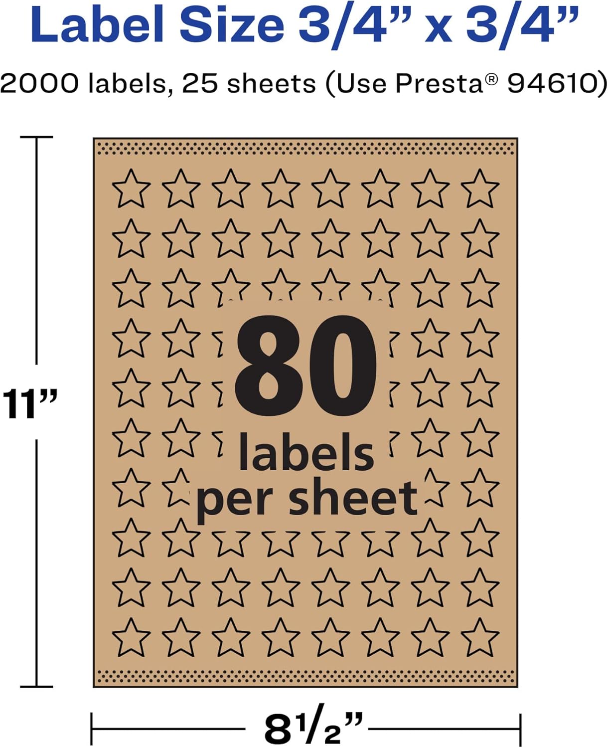AVERY Kraft Brown Star Labels, Sure Feed Technology, 0.75" x 0.75", Print-to-The-Edge, Laser/Inkjet Printable
