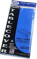Tablemate 549BL Table Set Rectangular Table Cover, Heavyweight Plastic, 54 x 108, Blue, 6/Pack