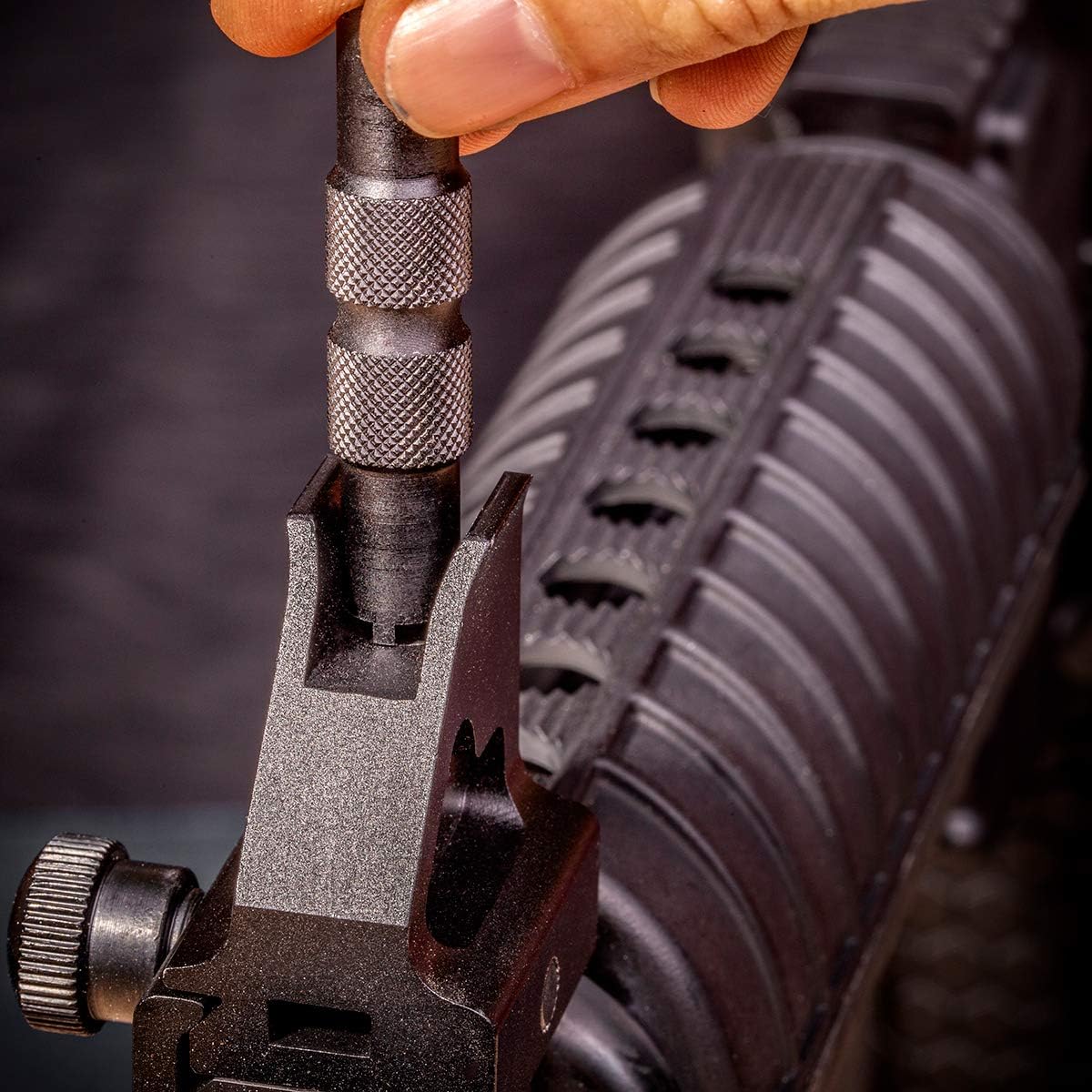 Real Avid Front Sight Adjuster: universal tool for adjusting A1 and A2 Type Front Sights (4-prong and 5-prong BUIS)