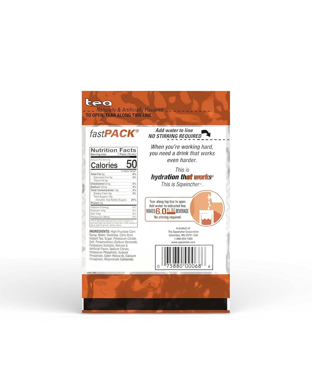 Sqwincher Fast Pack Liquid Concentrate | Tea Flavored | Low Calorie | Low Sodium | Electrolyte Replenishment Hydration Drink