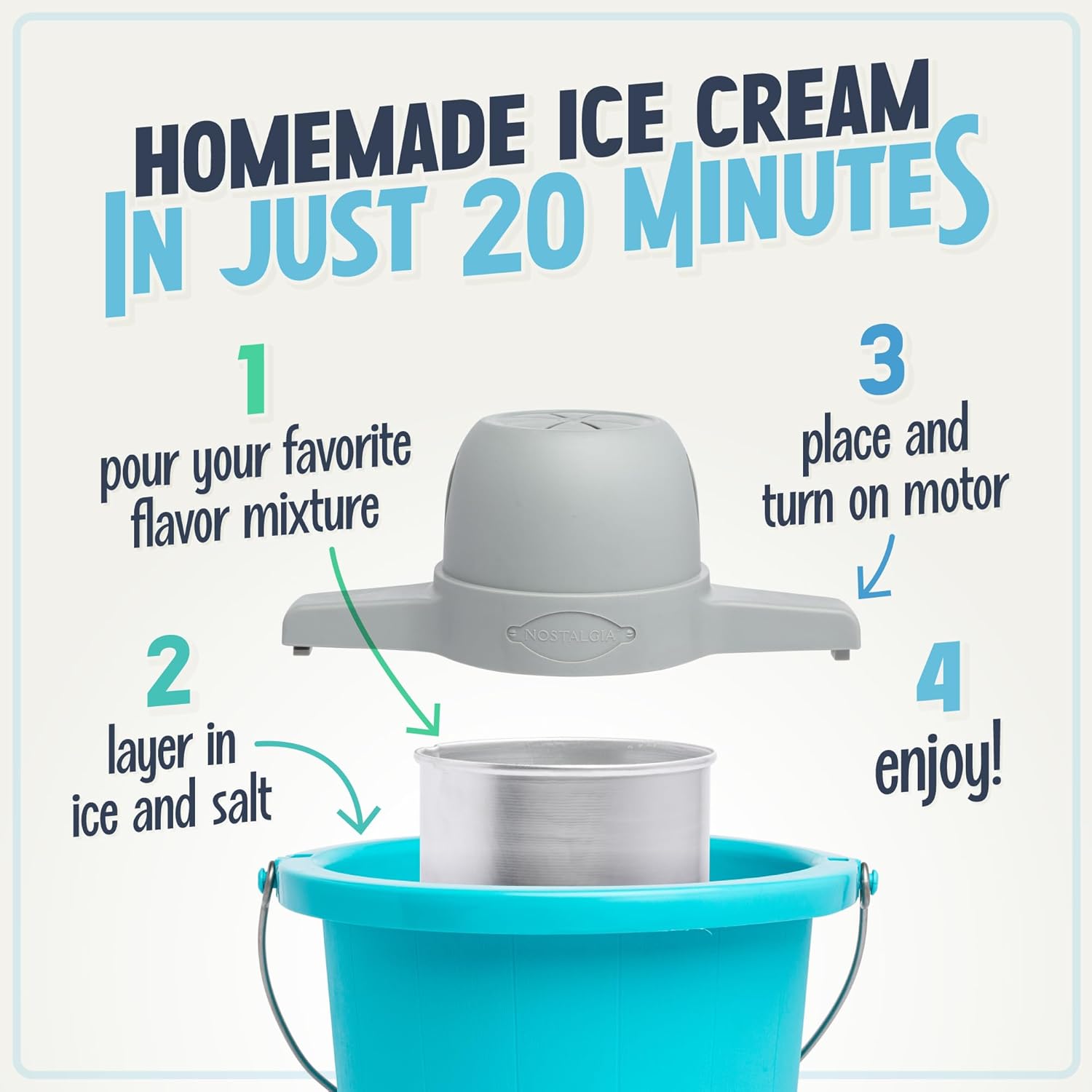 NOSTALGIA 4-Quart Electric Ice Cream Maker - Old Fashioned Design