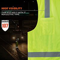Ergodyne GloWear 8249Z Hi-Vis Surveyor Safety Vest, Solid Front Mesh Back, Type R Class 2
