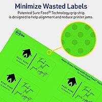 Avery Printable Rectangle Labels, Sure Feed Technology, 1-1/2" x 2-3/4", Neon Green, Print-to-The-Edge