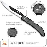 OUTDOOR EDGE RazorBone Replaceable Blade Folding Hunting Knife Kit, 6-Blade Combo