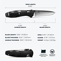 BENCHMADE Barrage EDC Folding Knife - Drop-Point Plain Edge