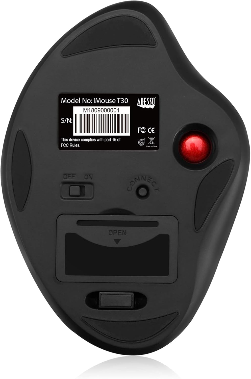 iMouse T30 Wireless Ergonomic Thumb Trackball Mouse with Nano USB Receiver, Programmable 7 Button Design, and 5 Level DPI Switch, Black