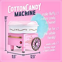 Nostalgia Cotton Candy Machine - Retro Cotton Candy Machine for Kids with 2 Reusable Cones, 1 Sugar Scoop, and 1 Extractor Head – Pink