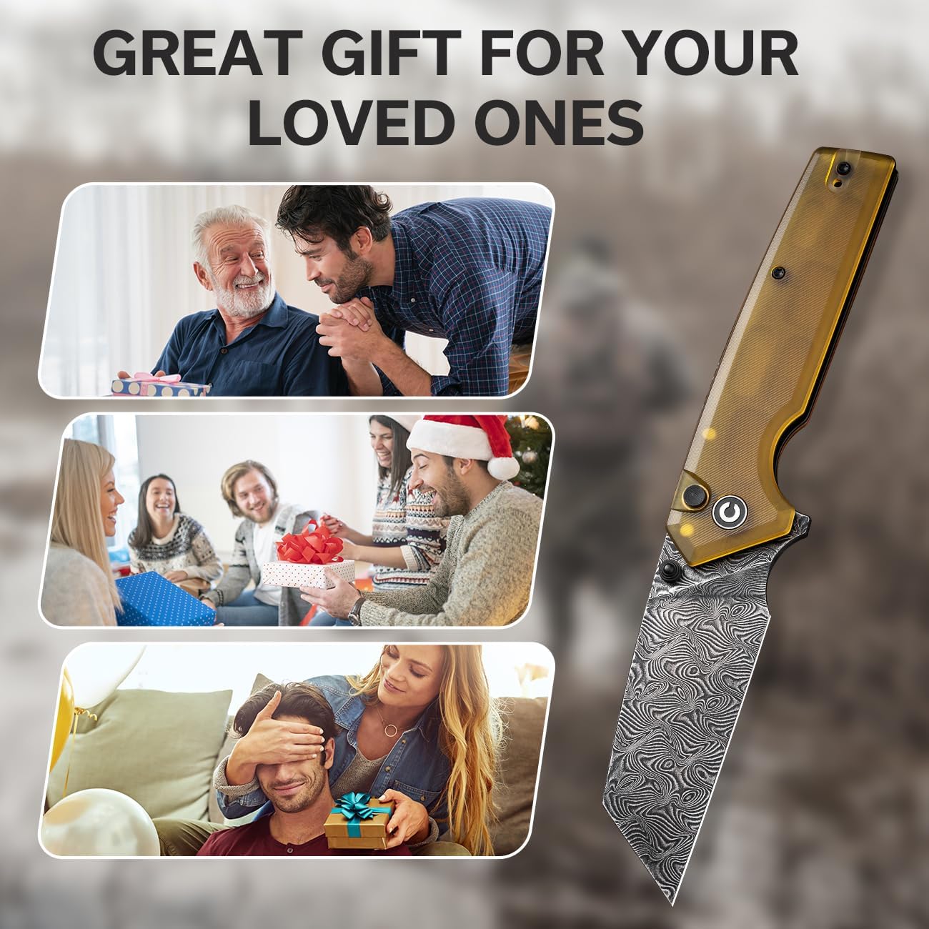 CIVIVI Amirite Pocket Knife, Folding Knife with 3.48" Damascus Modified Wharncliffe Blade Ultem Handle