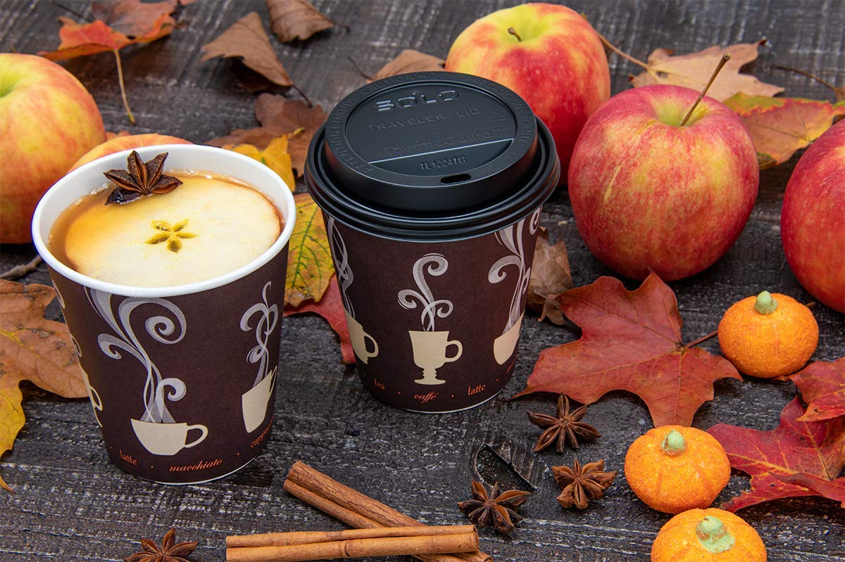 Solo ThermoGuard Insulated Double-Wall Paper Hot Cups Steam Print