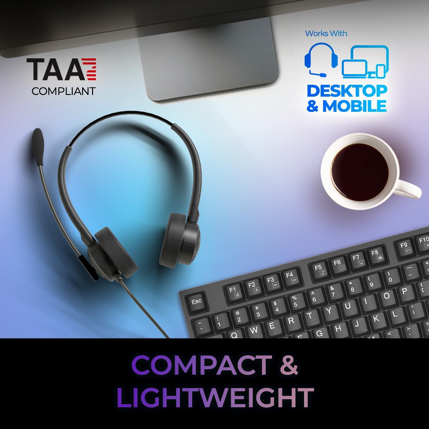 ADESSO Xtream P4 USB C Headset with Microphone TAA Compliant Made in Taiwan Dual Connector Business Communication Headset