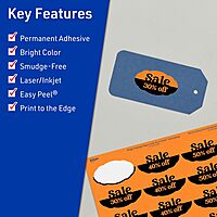 Avery Printable Oval Scalloped Labels, Sure Feed Technology, 1-1/8" x 2-1/4", Bright Orange, Print-to-The-Edge