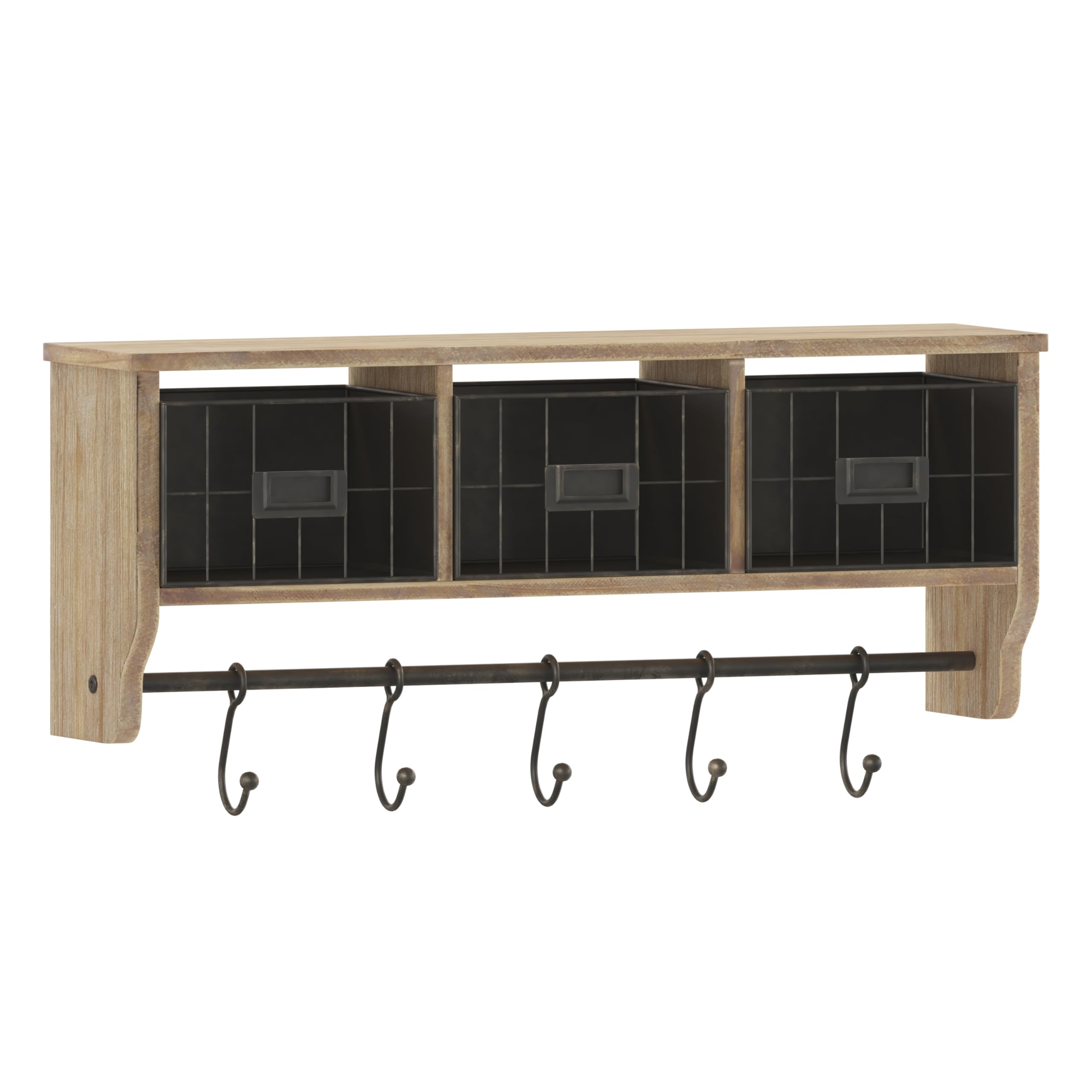 Flash Furniture Daly Wall Mounted Solid Pine Storage Rack