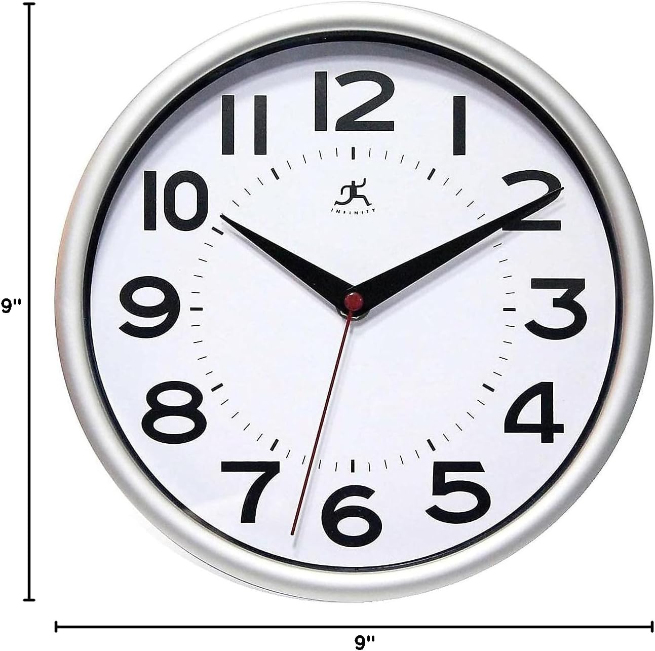 Infinity Instruments Metro Silver 9-Inch Resin Wall Clock