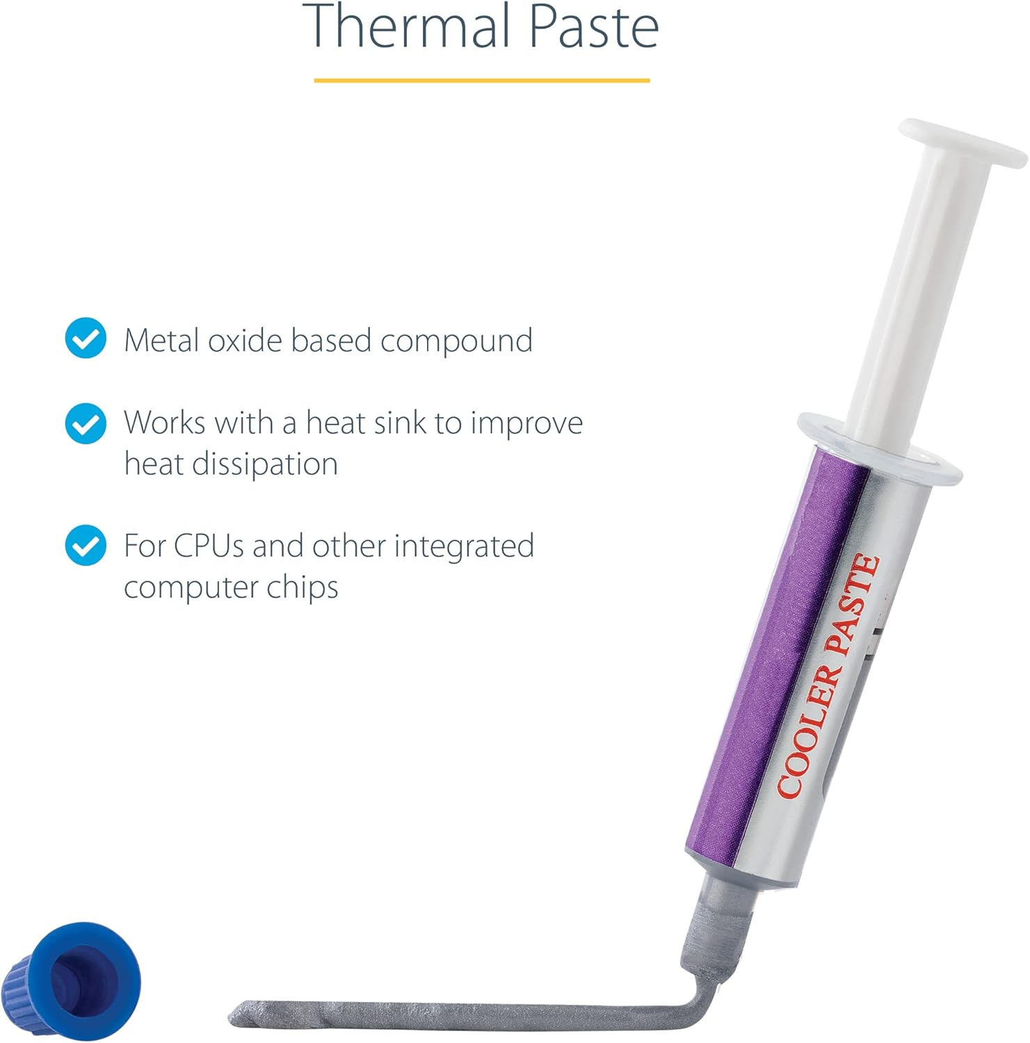 StarTech.com Thermal Paste, Metal Oxide Compound, Re-sealable Syringe