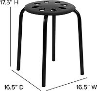 Flash Furniture Bailey Plastic Nesting Stack Stools, 17.5" Height, Black (5 Pack)