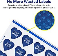 Avery Matte White Heart Labels, Sure Feed Technology, 0.75" x 0.75" Printable Labels
