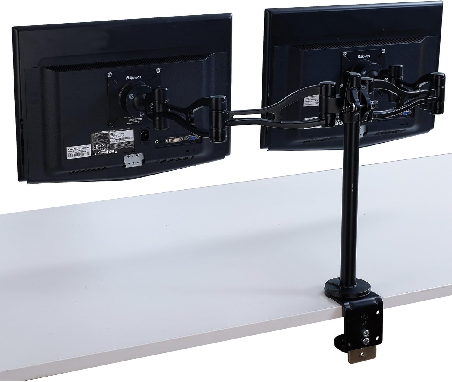 Fellowes 8041701 Professional Series Depth Adjustable Computer Monitor Stand for 2 Monitors with Dual Monitor Arms