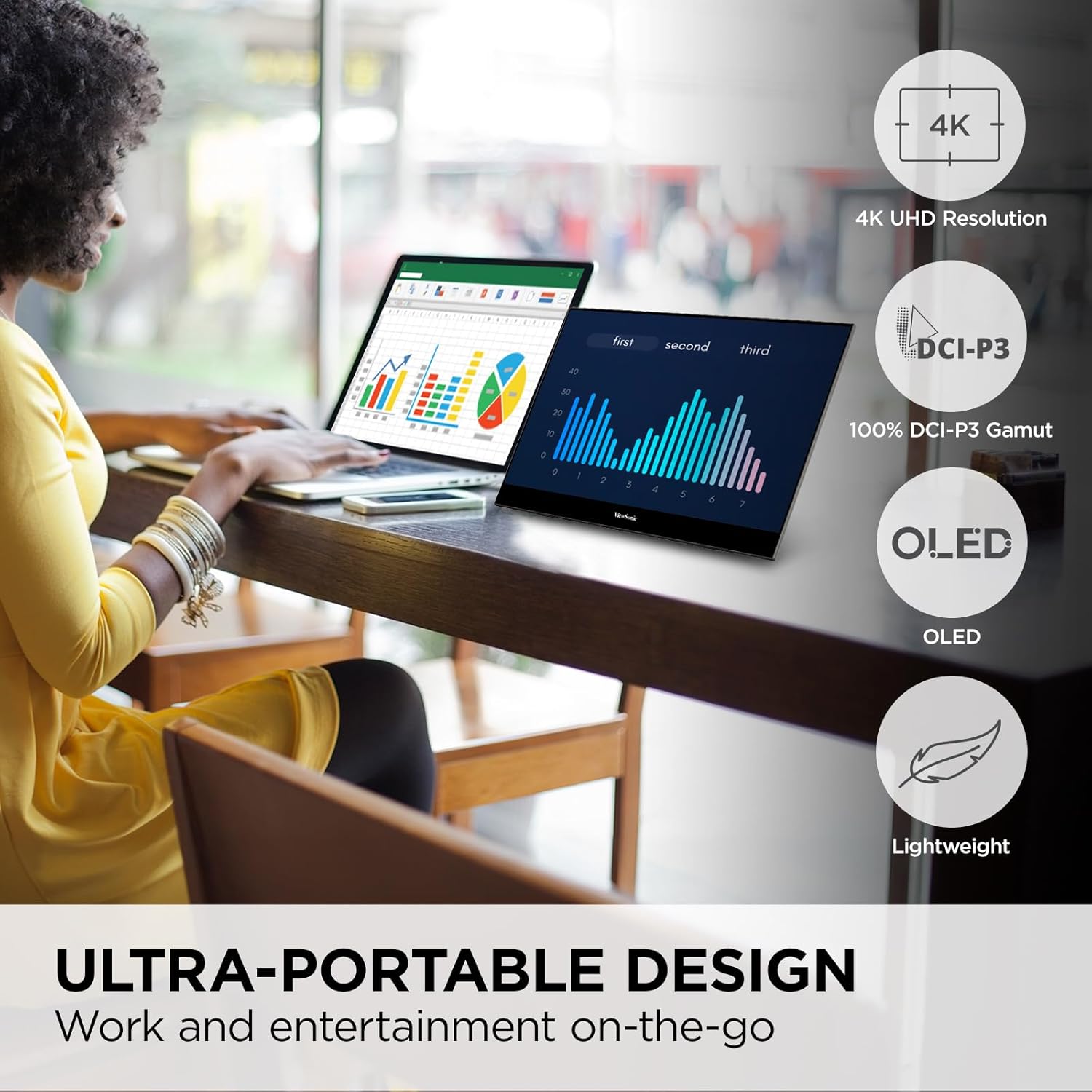 ViewSonic VX1655 15.6 inch Portable Monitor USB-C Mini-HDMI