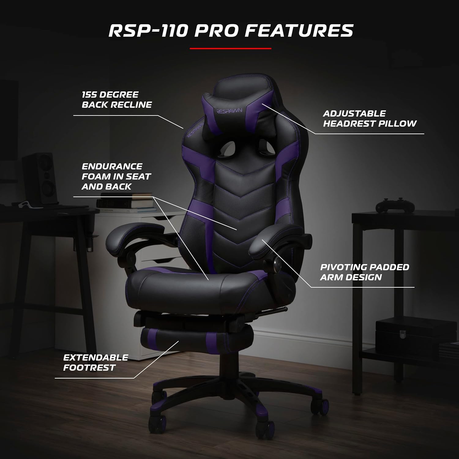 RESPAWN 110 Pro Ergonomic Gaming Chair with Footrest