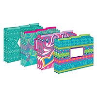 Barker Creek Designer File Folders, Bohemian, Multi-Design, Playful Patterns on Outside, Solid Colors on Inside, Letter Size, 1/3 Cut Tabs, Home, School and Office Supplies (1339), 12pt Cardstock